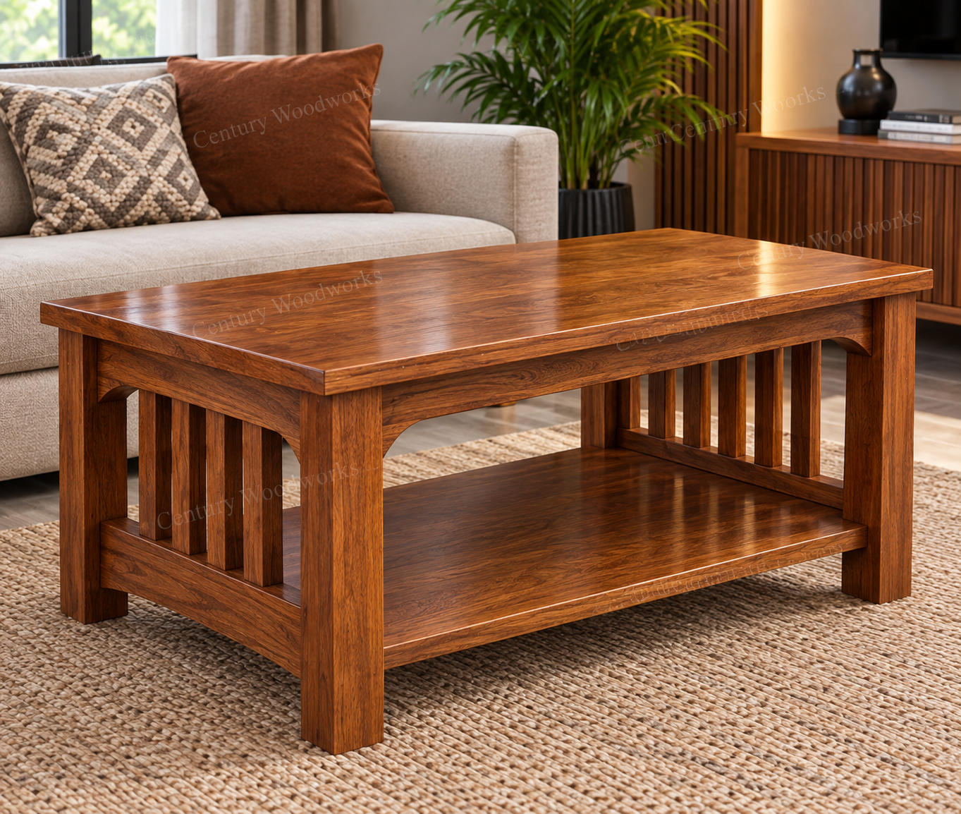 Solid Mvule Mission Coffee Table — 120x60cm — Furniture